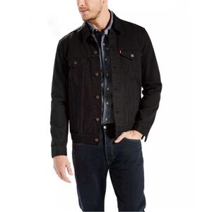 Levi's Men's Regular-Fit Stretch Denim Trucker Jacket Black Size Medium Western